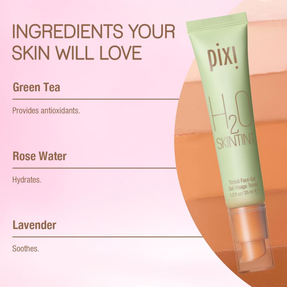 Pixi H2O SkinTint water-resistant finish for long wear.
