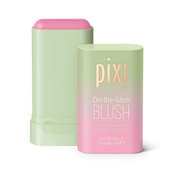 Pixi On-the-Glow Blush muestra tono rosado para un color natural.
