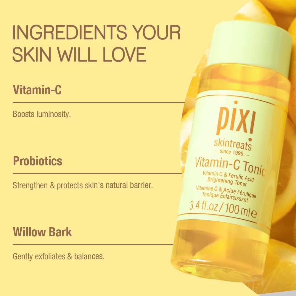 Pixi Tónico de Vitamina C, extractos cítricos para vitalidad y aroma fresco.