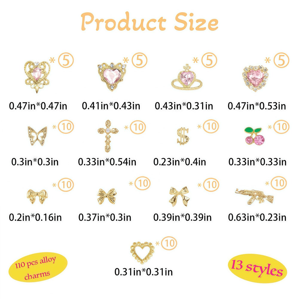 Dijes Pizadix coronas para uñas, glam duradero y chic