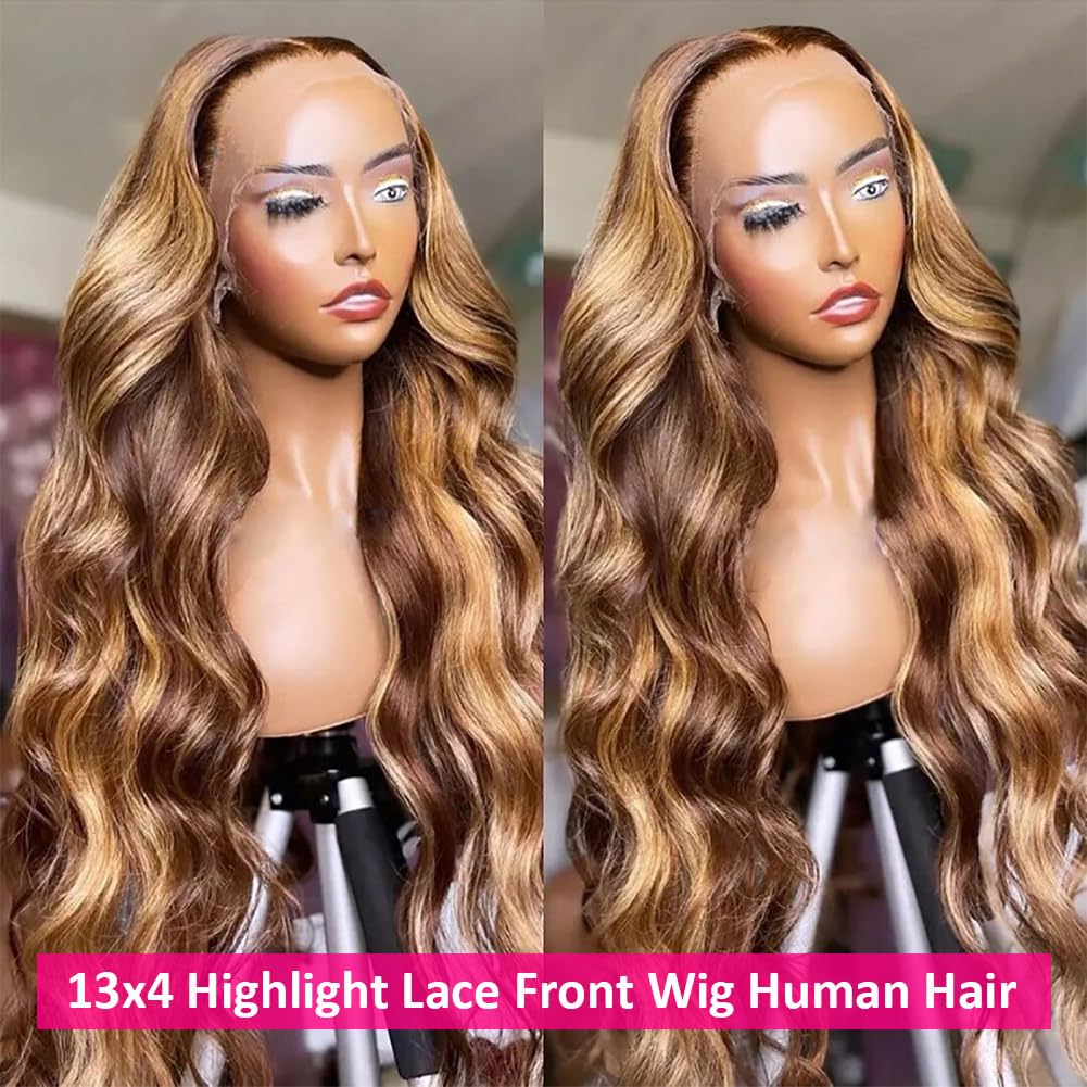 Peluca Pizazz rubia miel con encaje frontal, perfil lateral para peinado.