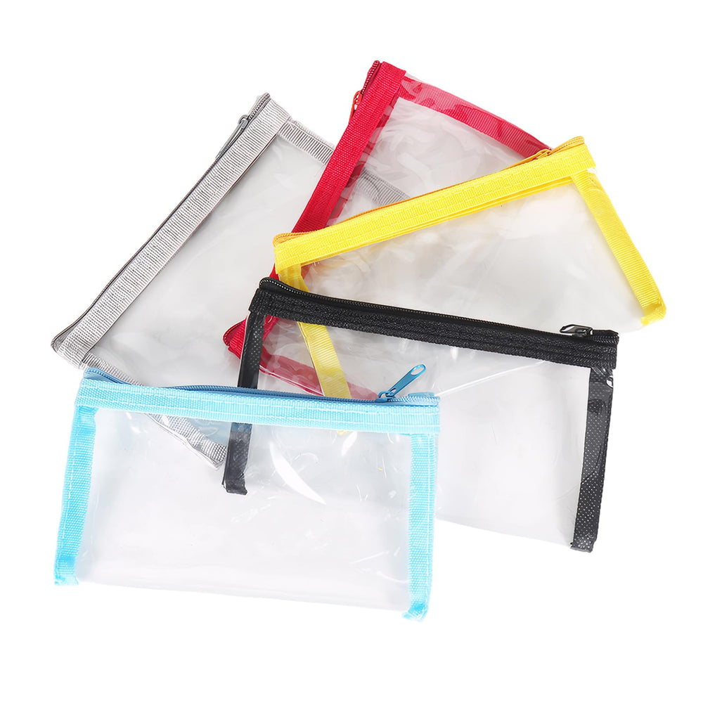 PKRFCJ bolsita de maquillaje transparente, vista frontal, facilita encontrar productos rápidamente.