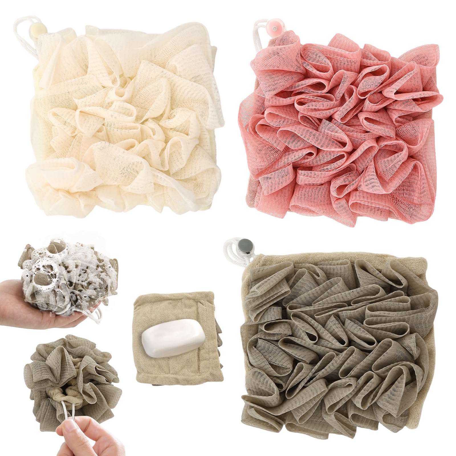 PKRFCJ jabon barra luffa dos-en-uno khaki exfoliación suave para baño