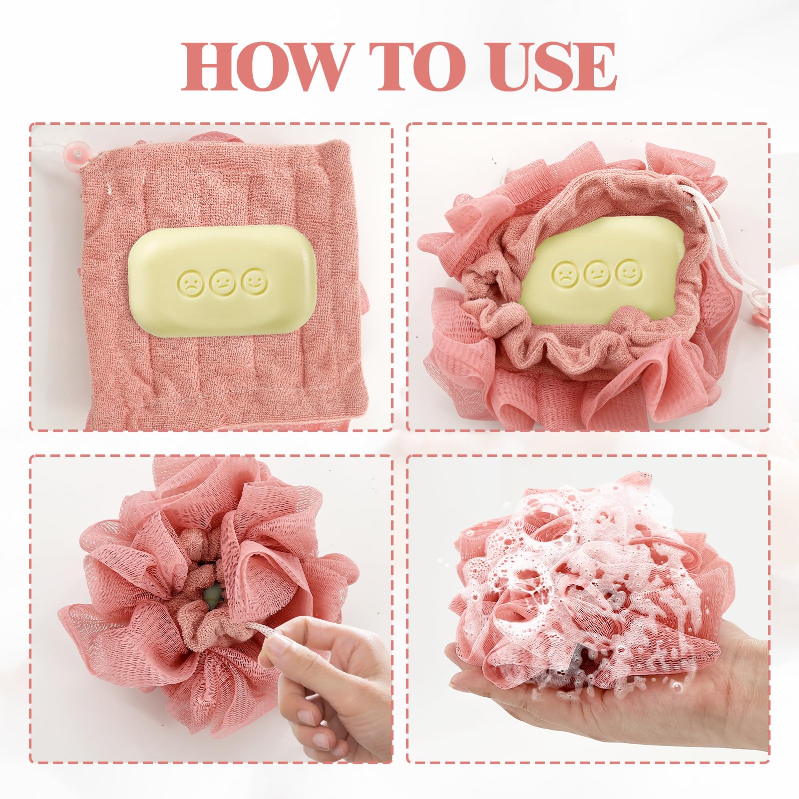 PKRFCJ jabon barra luffa dos-en-uno rosa exfoliación suave para piel sensible