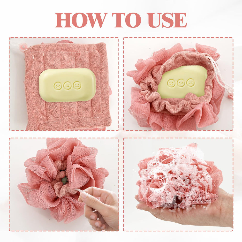 PKRFCJ jabon barra luffa dos-en-uno rosa exfoliación suave para piel sensible