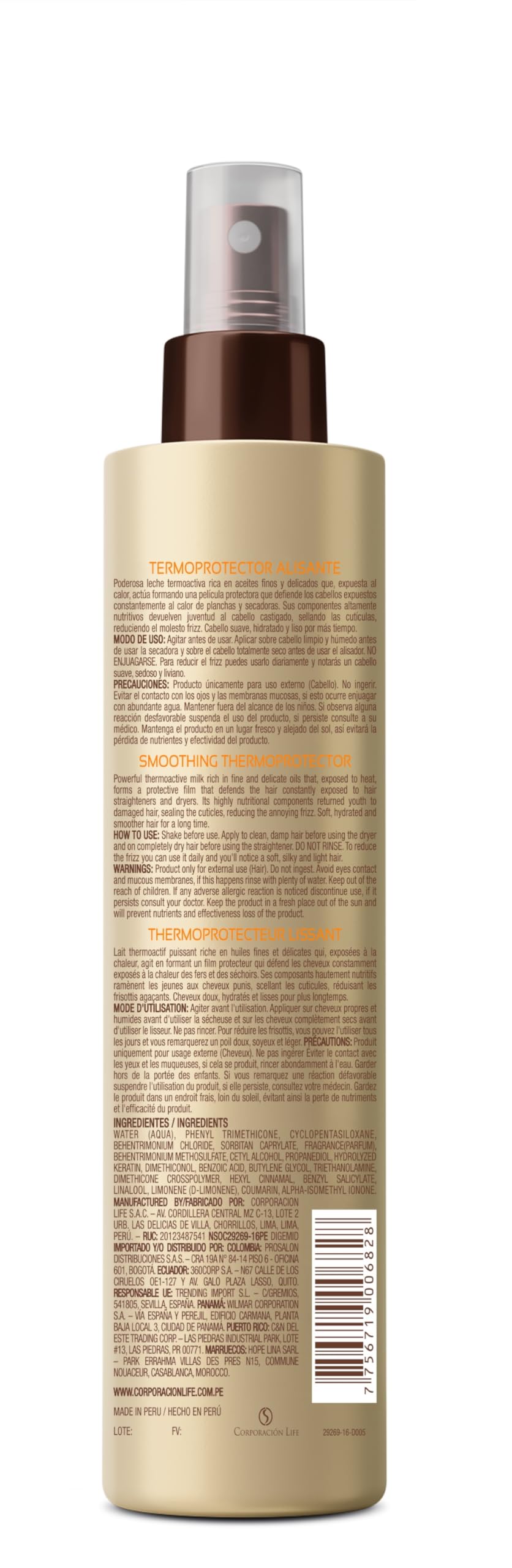 Lisso Keratina protege el cabello al peinado para un acabado liso y hidratado