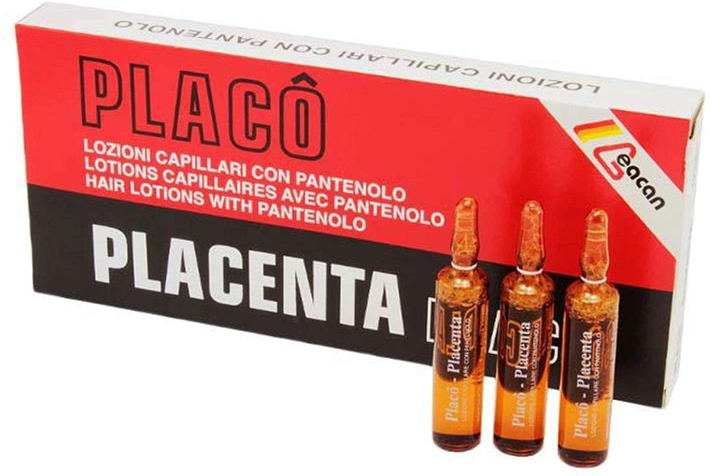 Placenta Placo, etiqueta frontal: identifica el producto para el cuidado capilar.