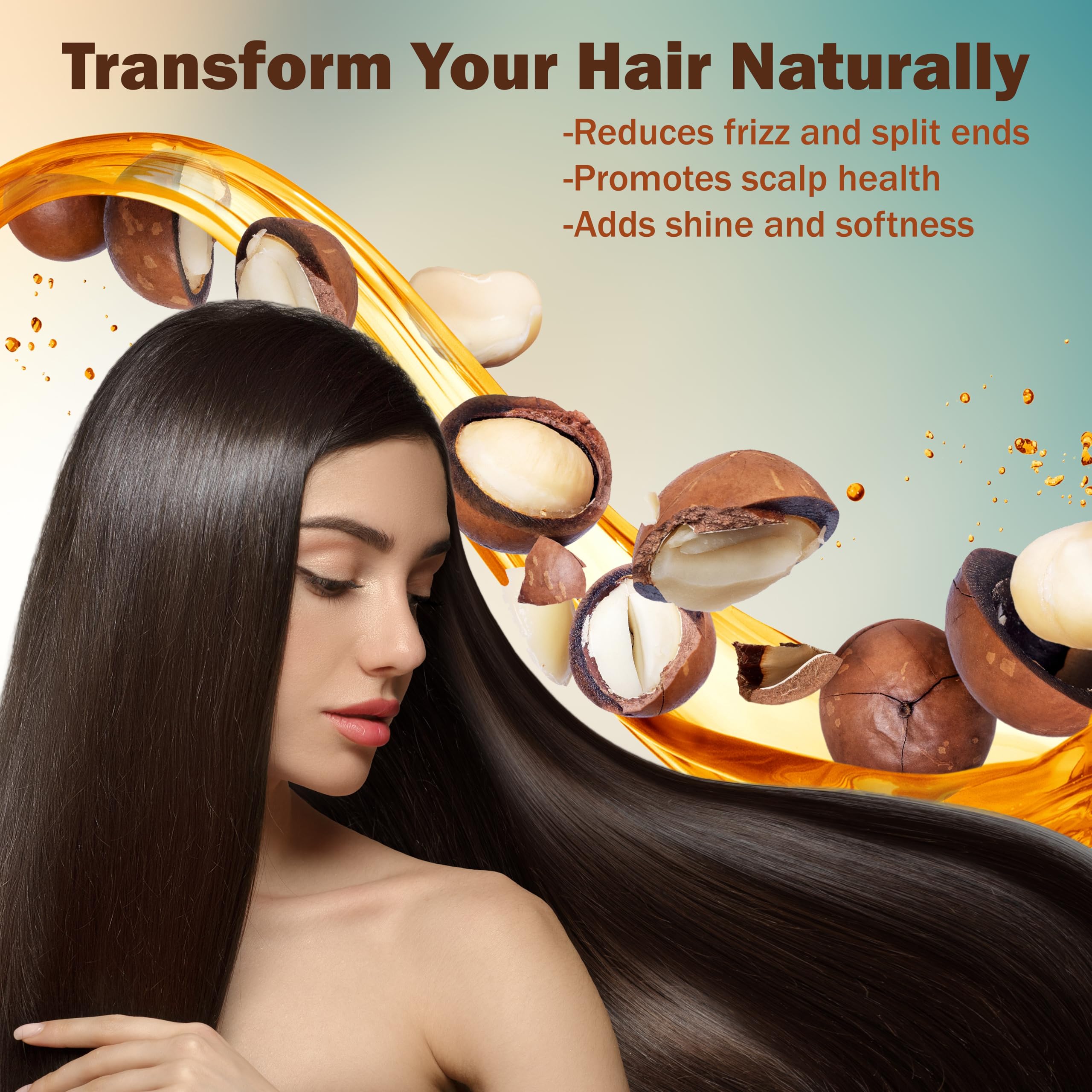 Cabello con brillo natural gracias al aceite Plant Guru Macadamia.