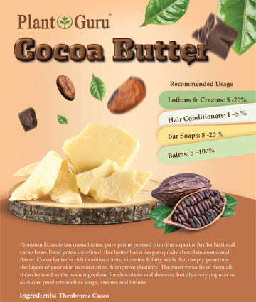Origen único de Ecuador: Plant Guru manteca cacao Arriba Nacional para recetas y rituales.