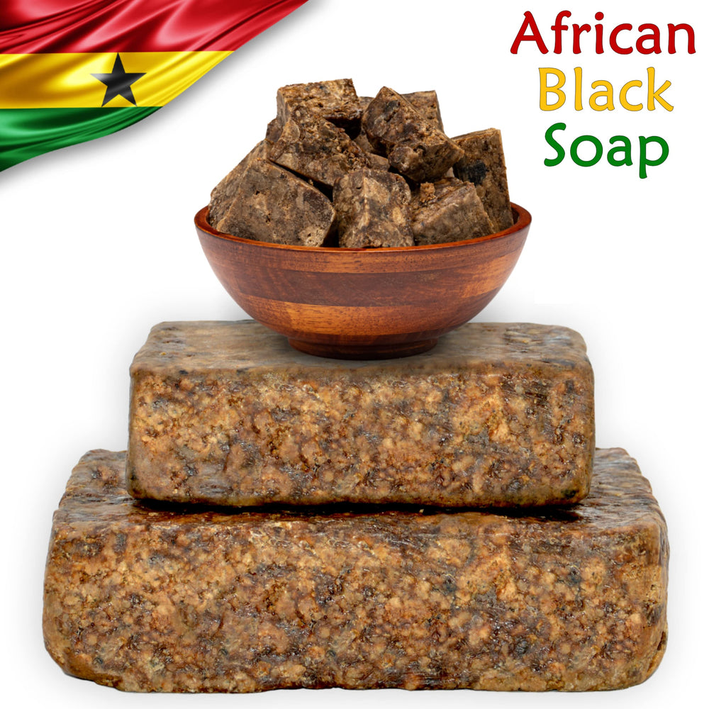 Plant Guru Jabon Negro Africano, textura detallada, exfoliación suave para la piel.