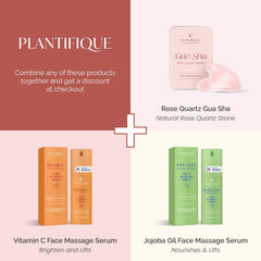 Rose Quartz PLANTIFIQUE, herramienta de masaje facial para aliviar tensión y relajar la piel.