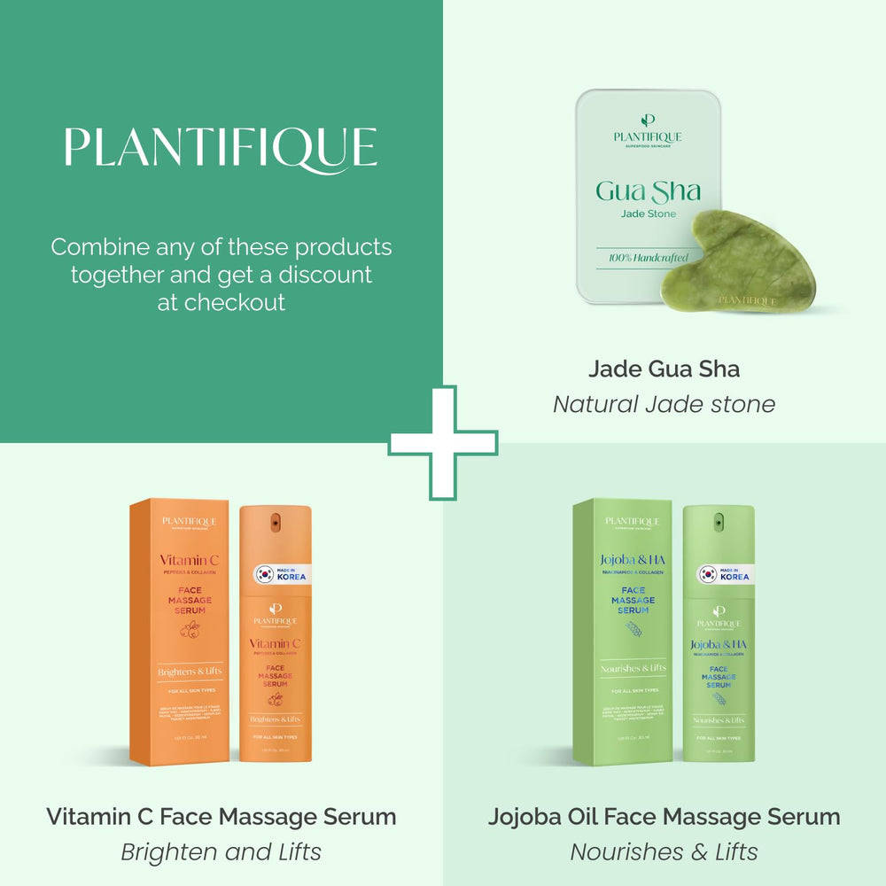 PLANTIFIQUE Gua Sha Jade, masaje facial para relajación y luminosidad.