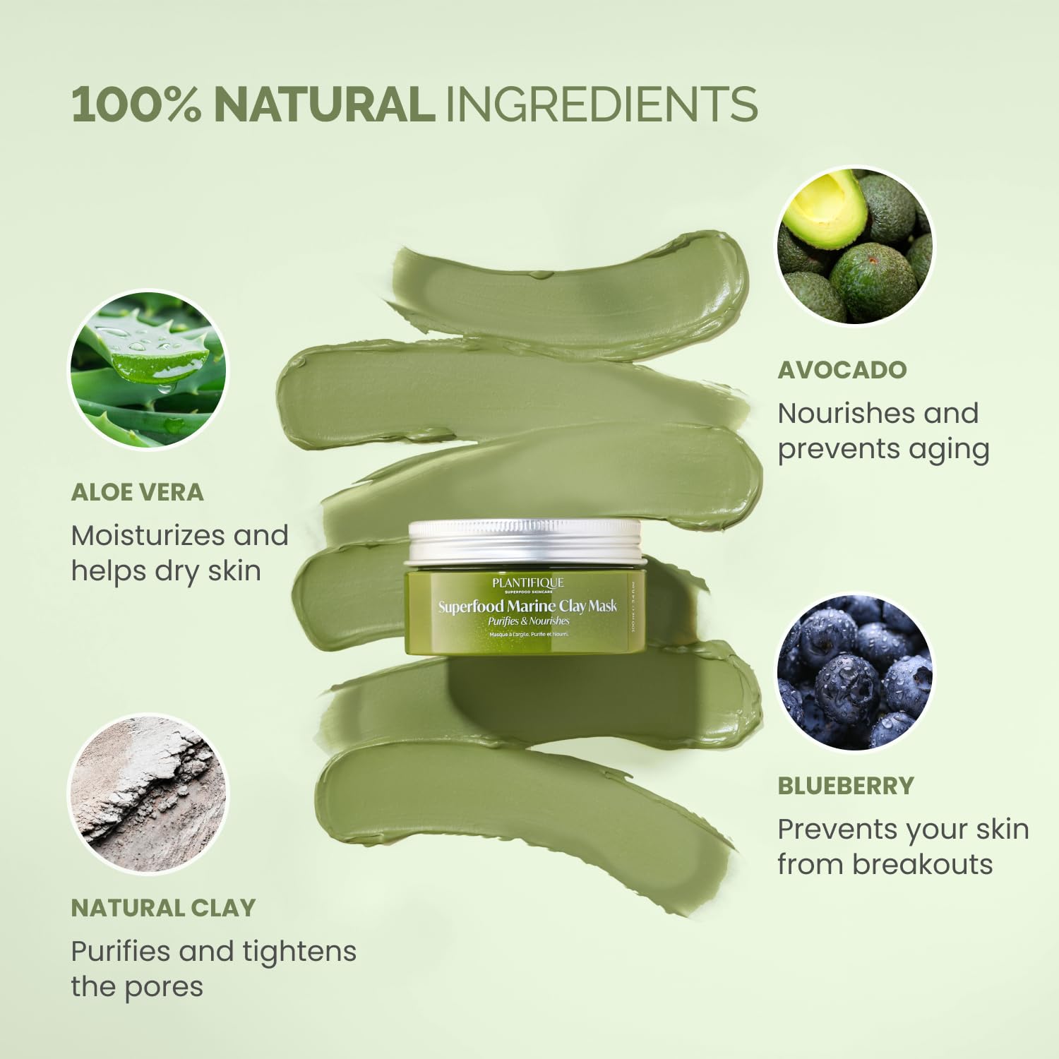 PLANTIFIQUE mascarilla arcilla coreana árbol de té, equilibra la piel