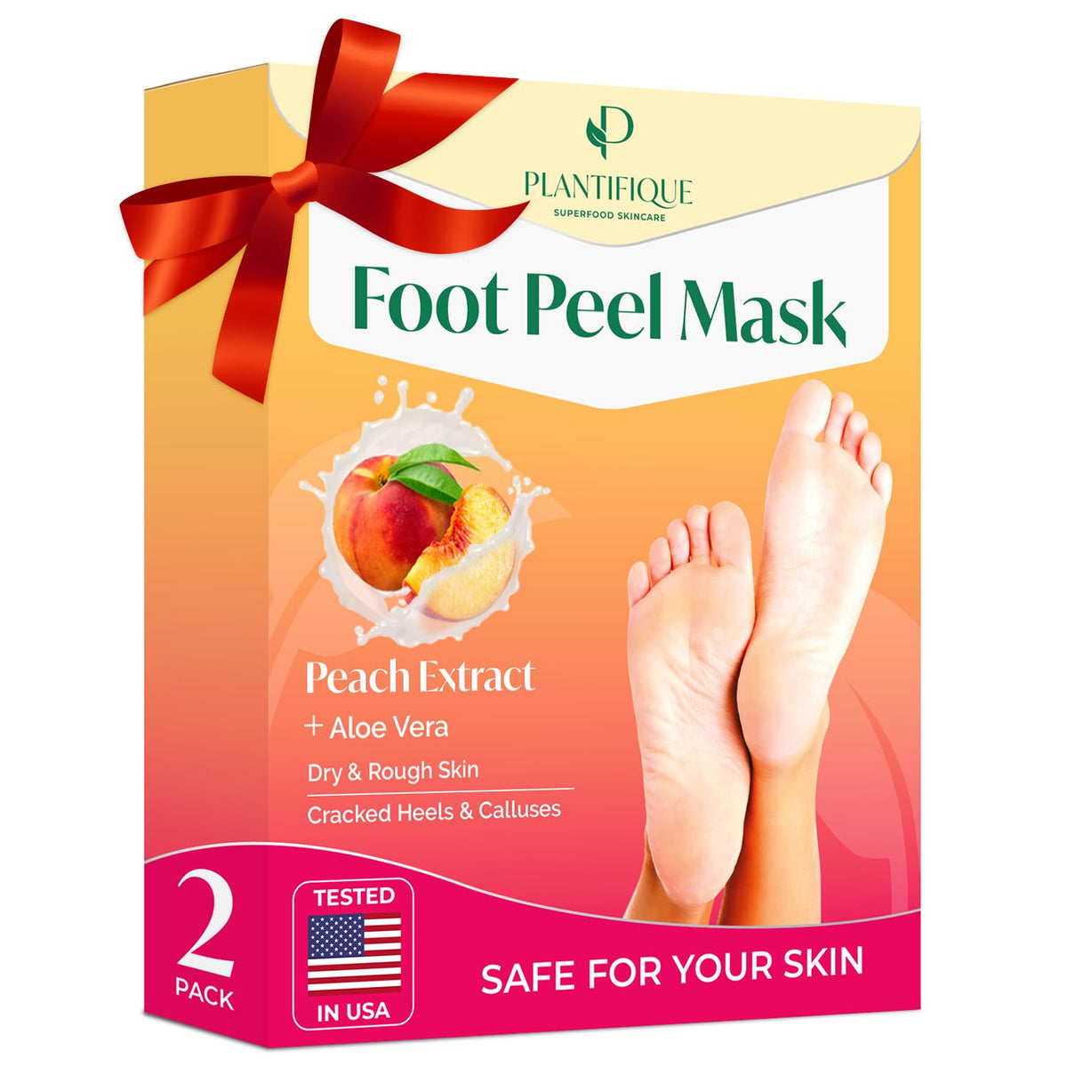 PLANTIFIQUE masque exfoliant pieds pêche – pieds doux après traitement