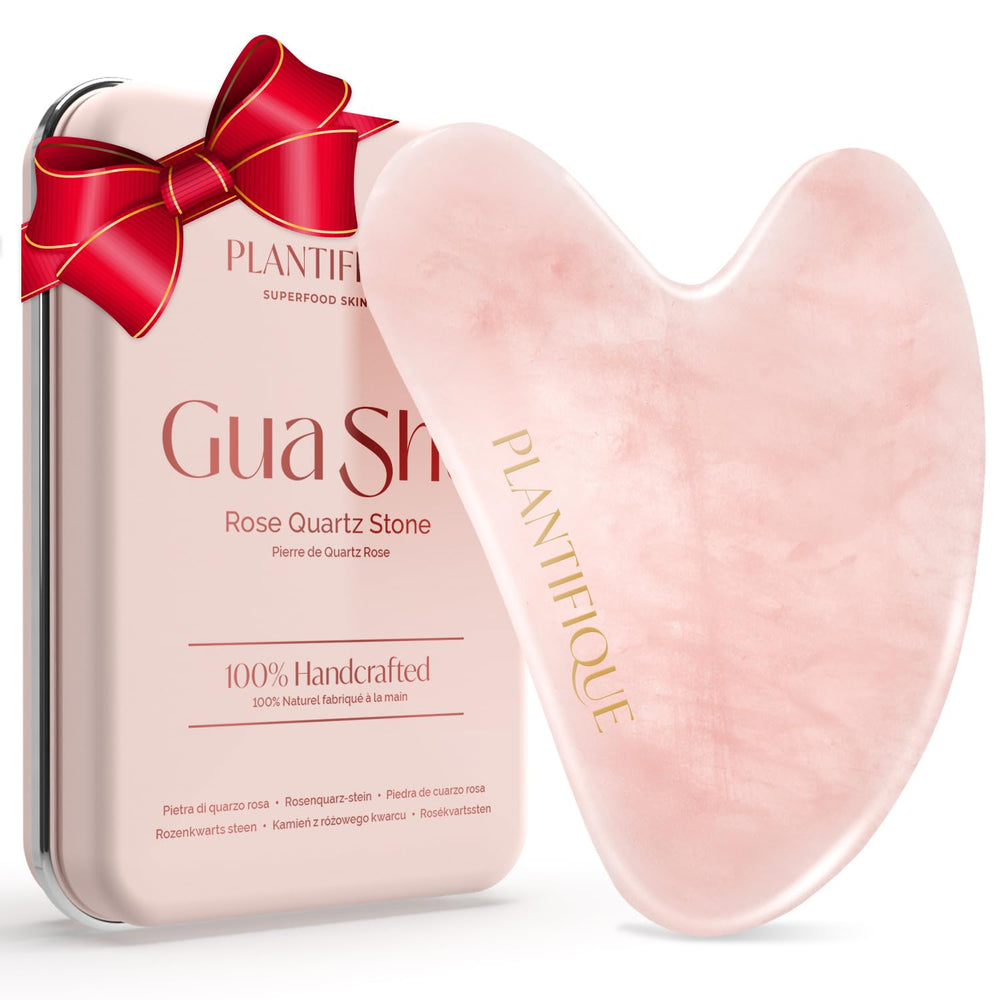 PLANTIFIQUE Rose Quartz Gua Sha para rostro, masaje suave que favorece la circulación.