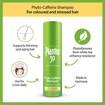Plantur 39 Phyto-Caffeine Champú, extracto de té blanco para cabello fino.