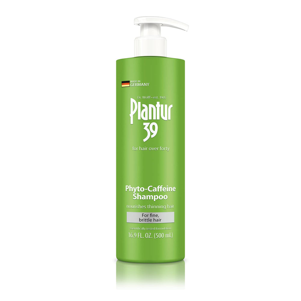 Plantur 39 Shampoing, bouteille élégante, utilisation quotidienne suggérée pour cuir chevelu sain.