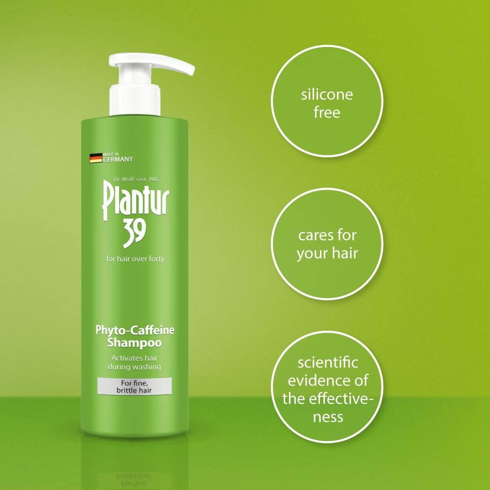 Plantur 39 Shampoing, complexe cafeïne, mise en avant des ingrédients et potentiel soutien.