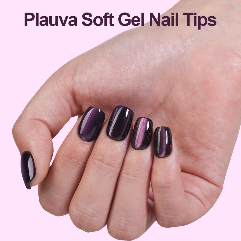 Plauva gel suave: uñas con brillo deslumbrante para acabado elegante.