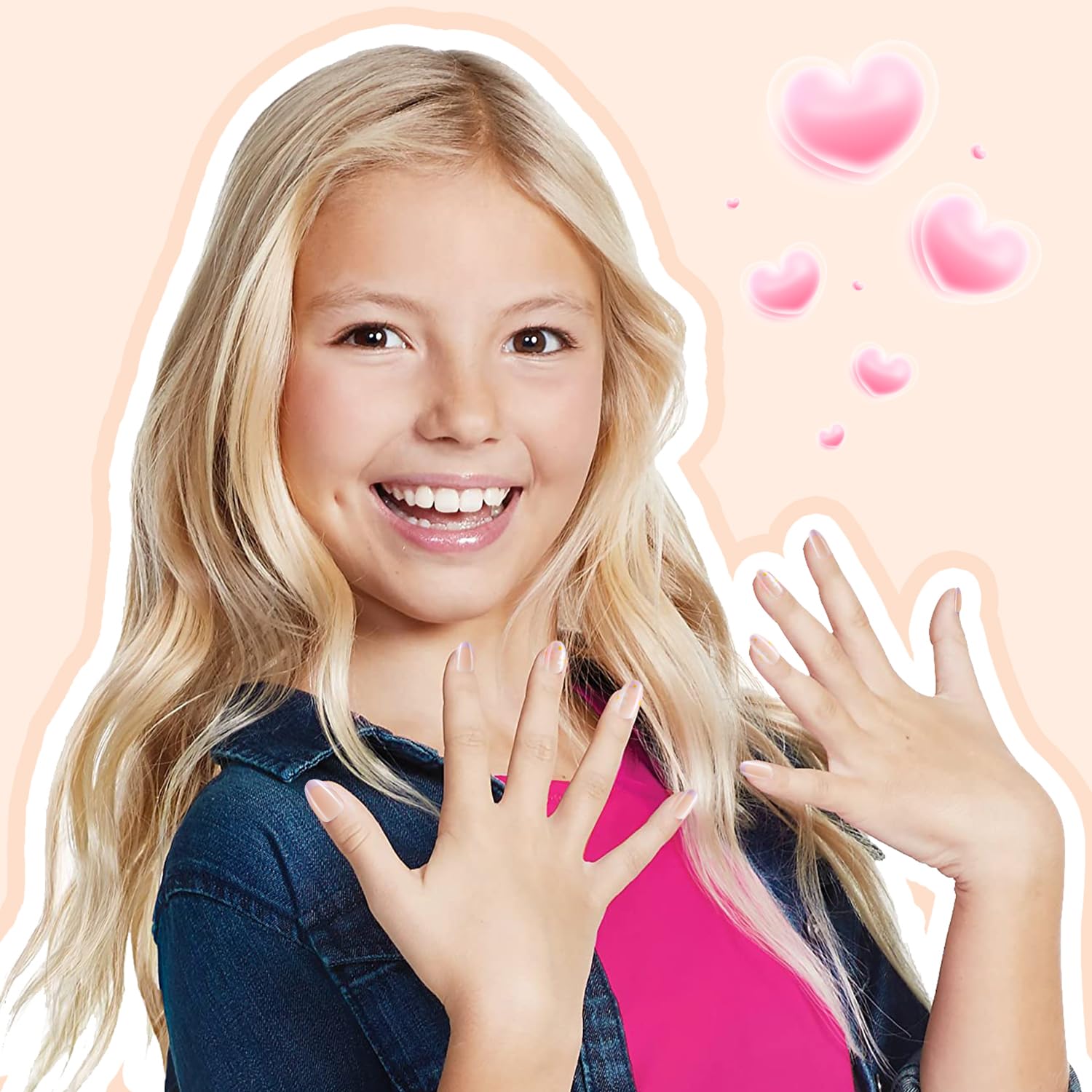 Aplicación fácil de uñas Plauva con adhesivo incluido para niñas.