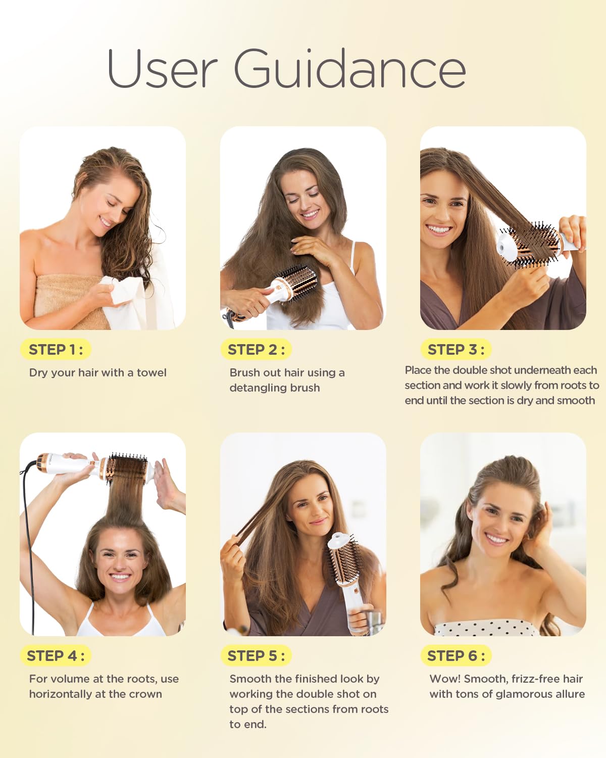 PLAVOGUE cepillo secador control del encrespamiento para cabello liso y brillante