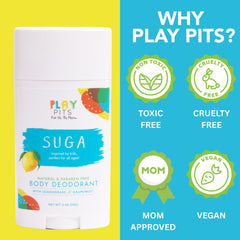 Play Pits ingredientes naturales visibles, mamá aprobó la fórmula suave