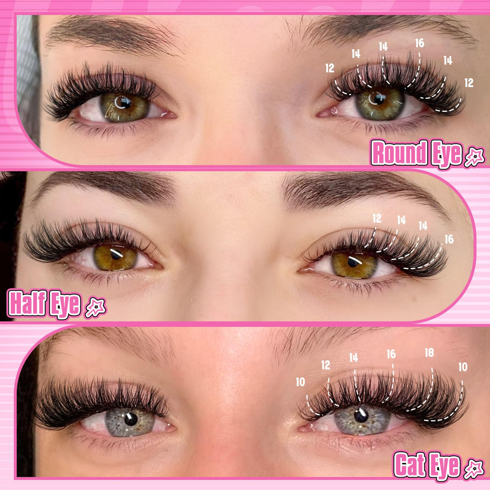 Conjunto Pleell de pestañas en racimo 10-18 mm para look natural con volumen suave.