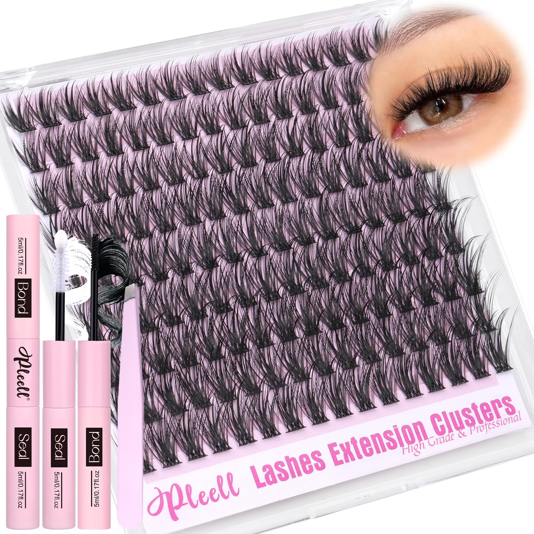 Pleell Conjunto de racimos Fluff Lash 10-18 mm para un aspecto ligero y natural.