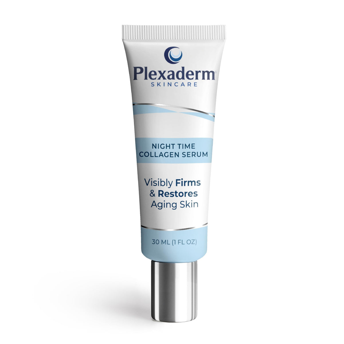 Plexaderm Suero Colágeno Noche: botella para uso nocturno que promueve firmeza.