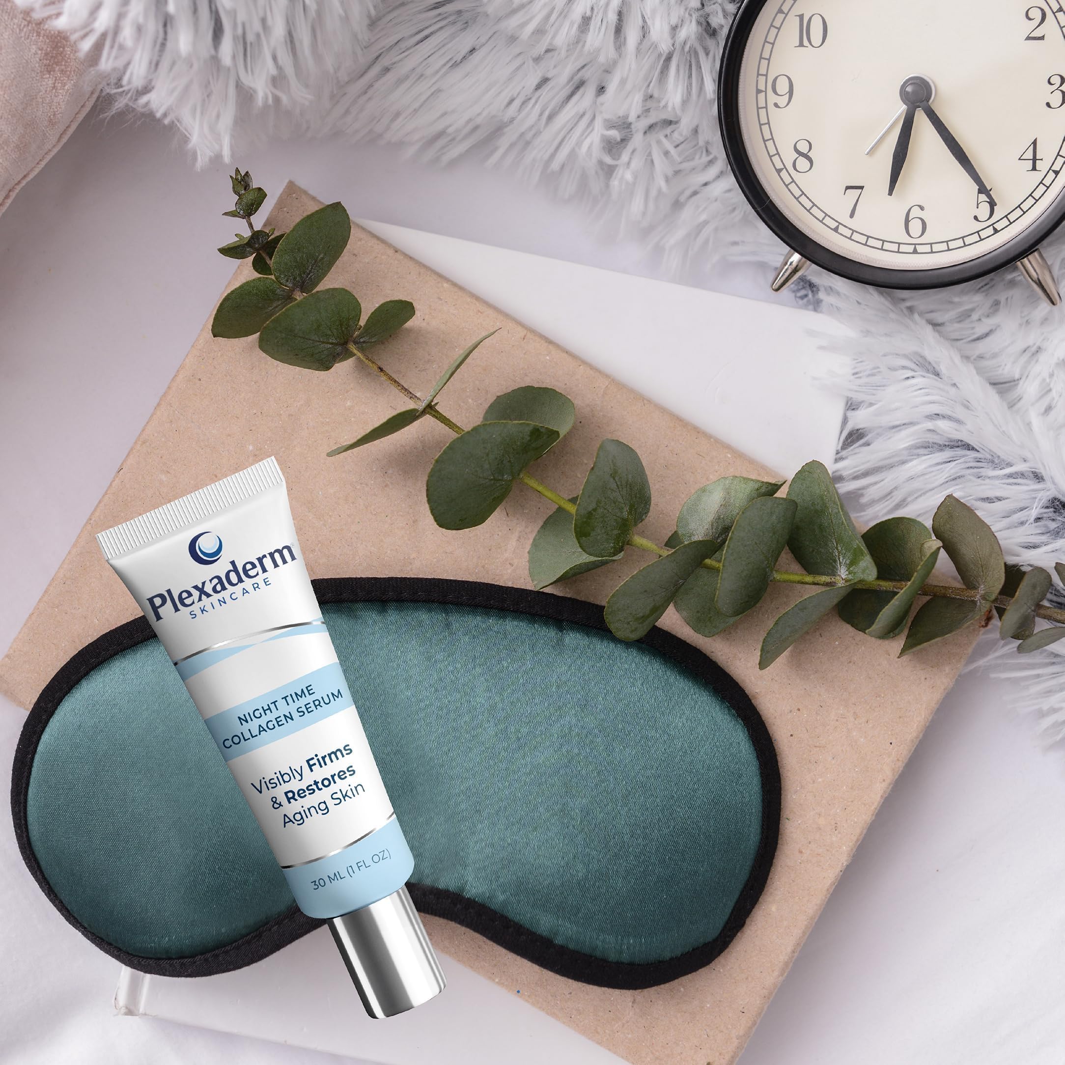 Plexaderm Colágeno Noche: empaque práctico para rutina nocturna.