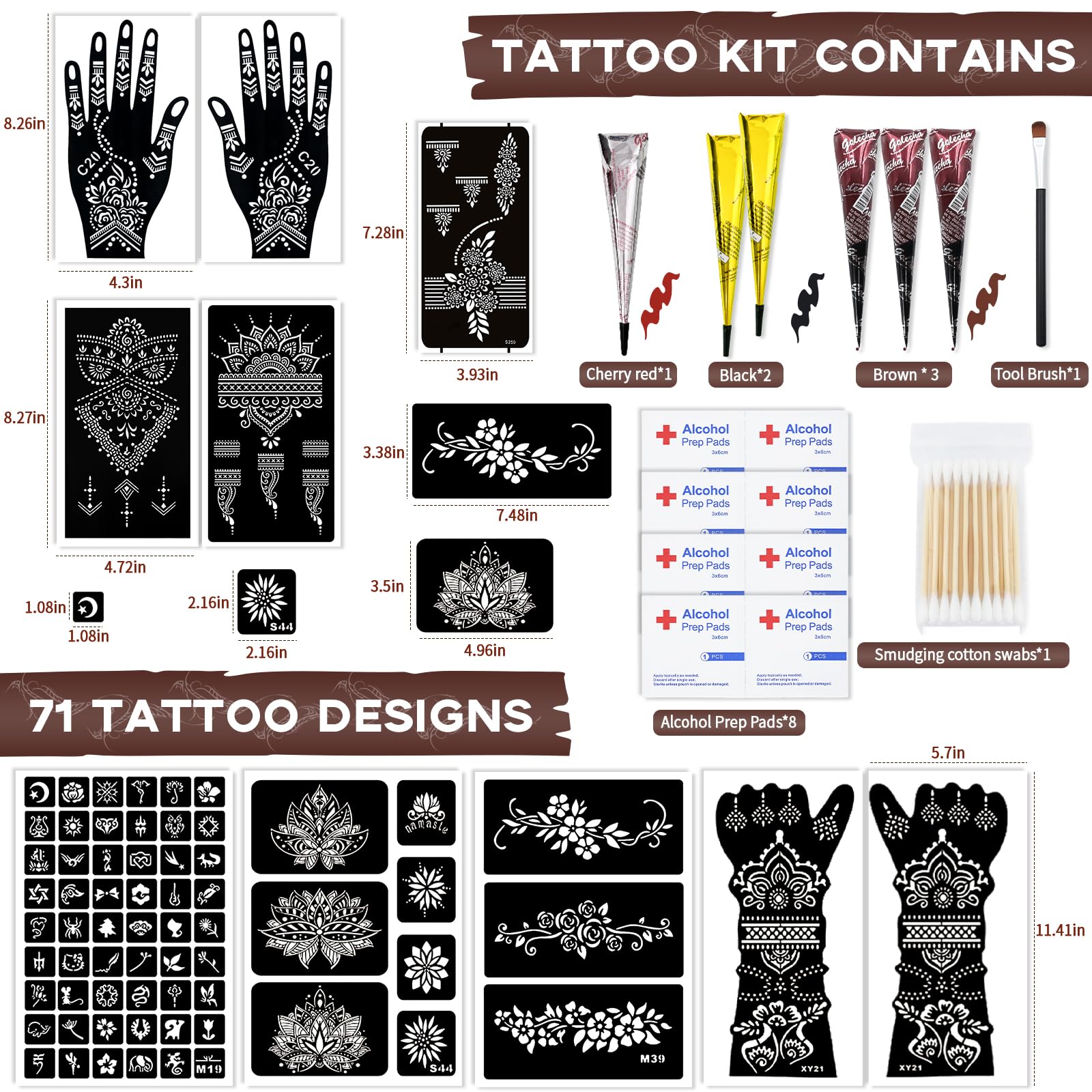 PllusJoys tatuaje temporal conos tinta en colores intensos para arte duradero
