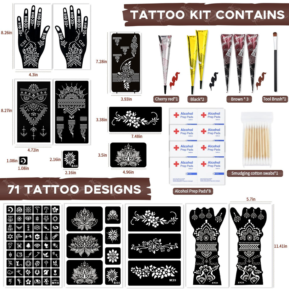 PllusJoys tatuaje temporal conos tinta en colores intensos para arte duradero