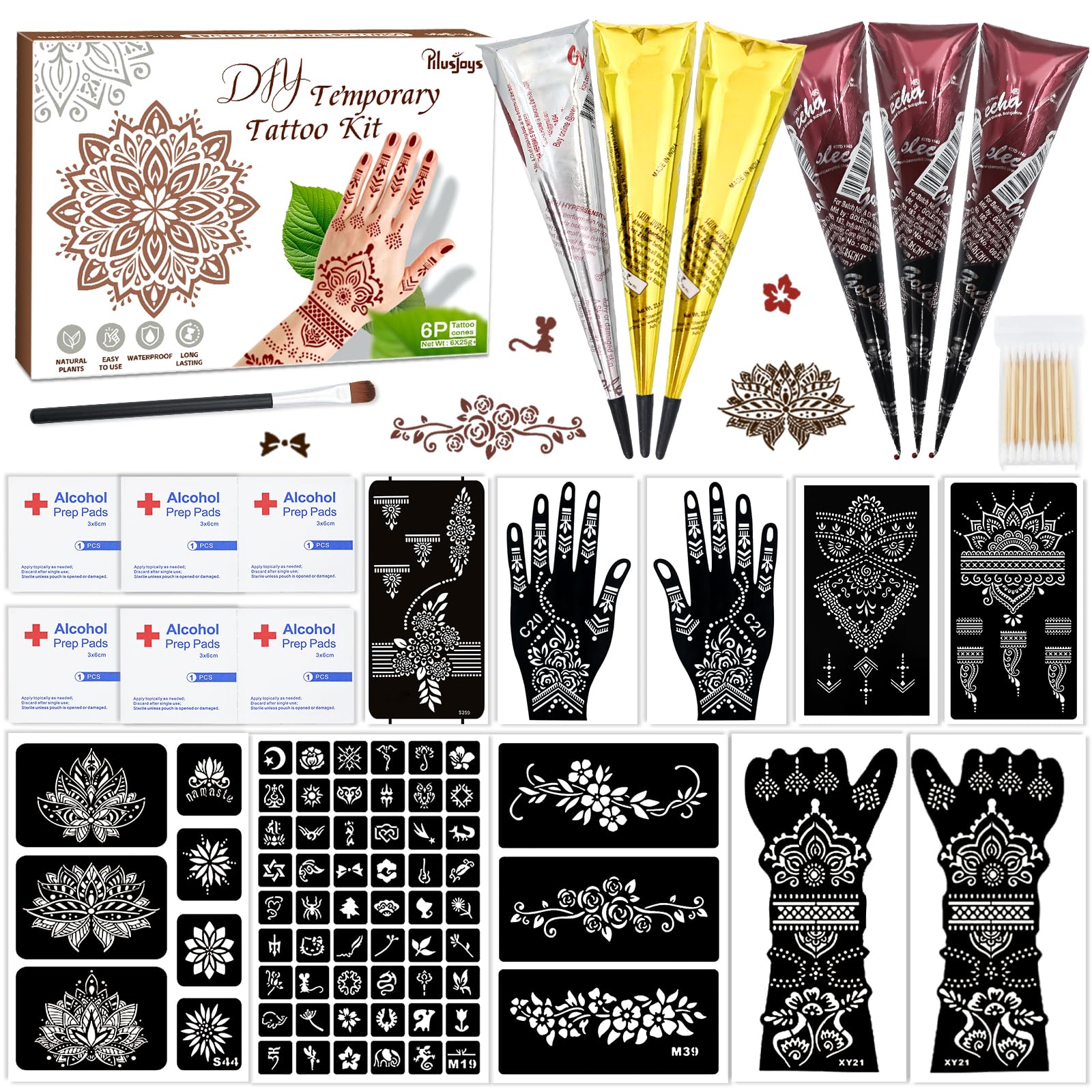PllusJoys kit de plantillas de tatuaje temporal para diseños detallados