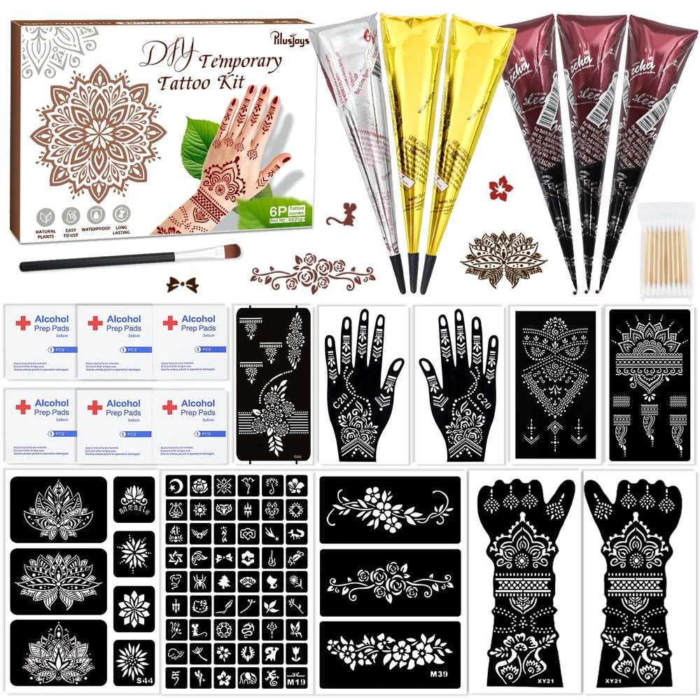 PllusJoys kit de plantillas de tatuaje temporal para diseños detallados