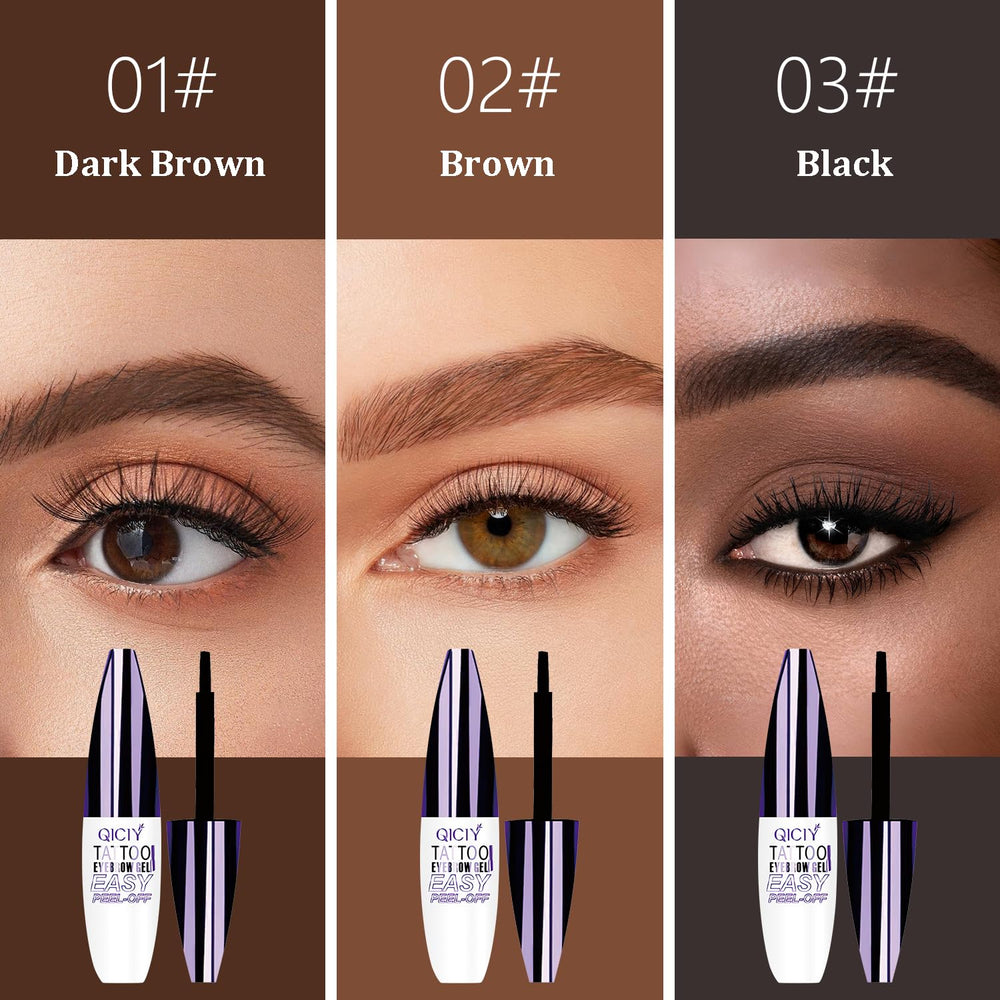 Plresen Easy Peel Off Eyebrow Gel brush application demonstrates precise outline for natural brows.