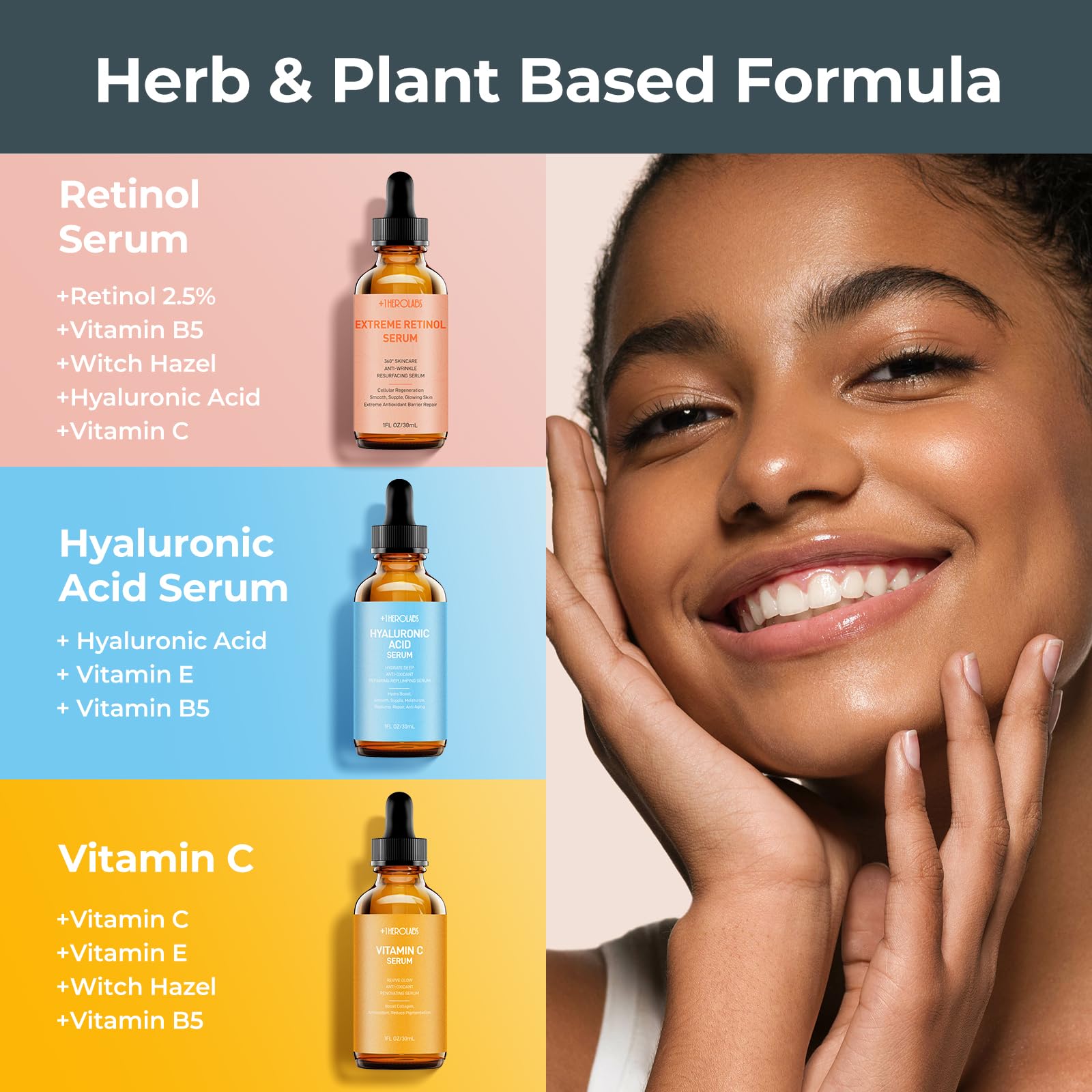 +1HEROLABS serum vitamina C: ilumina tono y brillo natural.