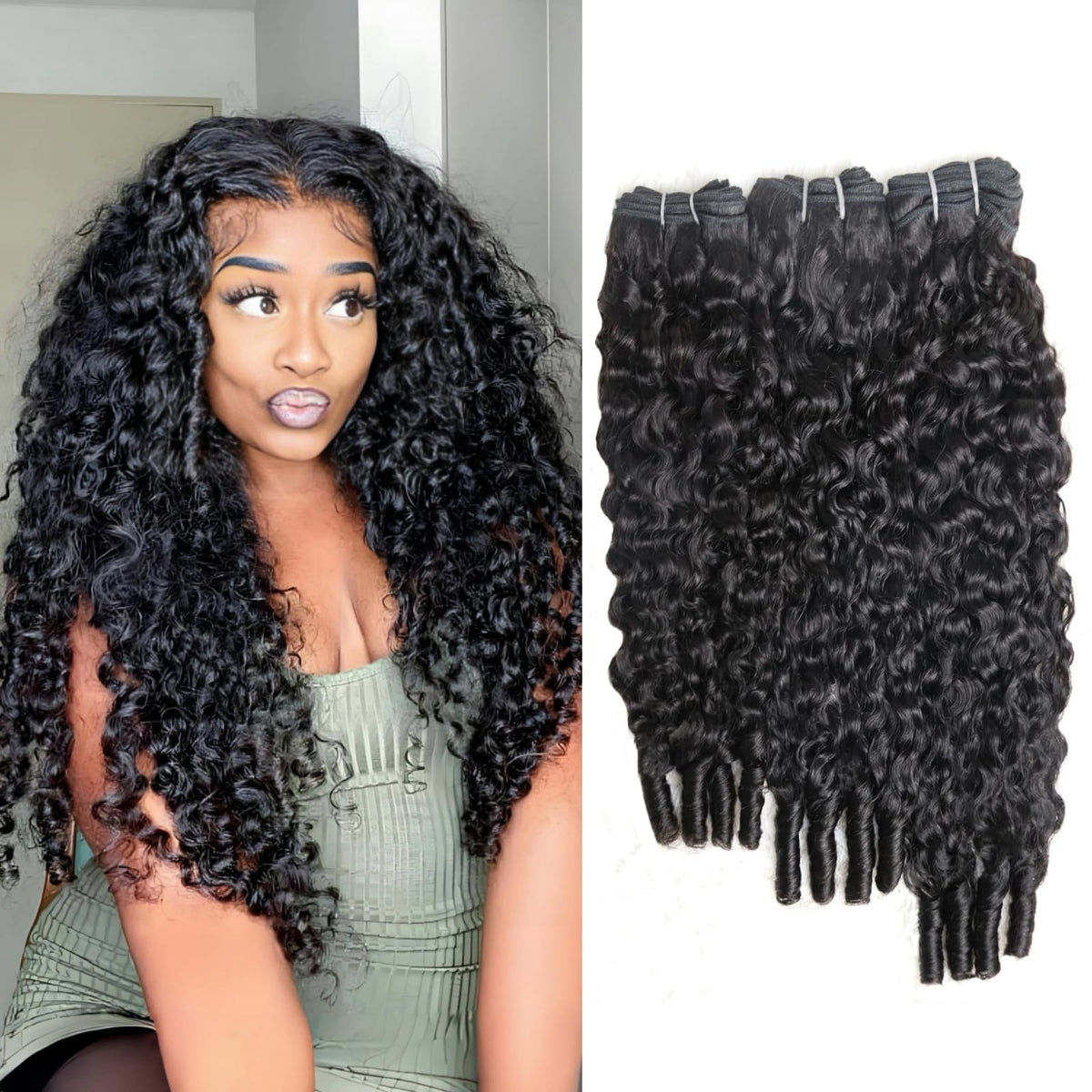 PNKHB mechas Burmese rizadas de 18 pulgadas, volumen natural para looks diarios.