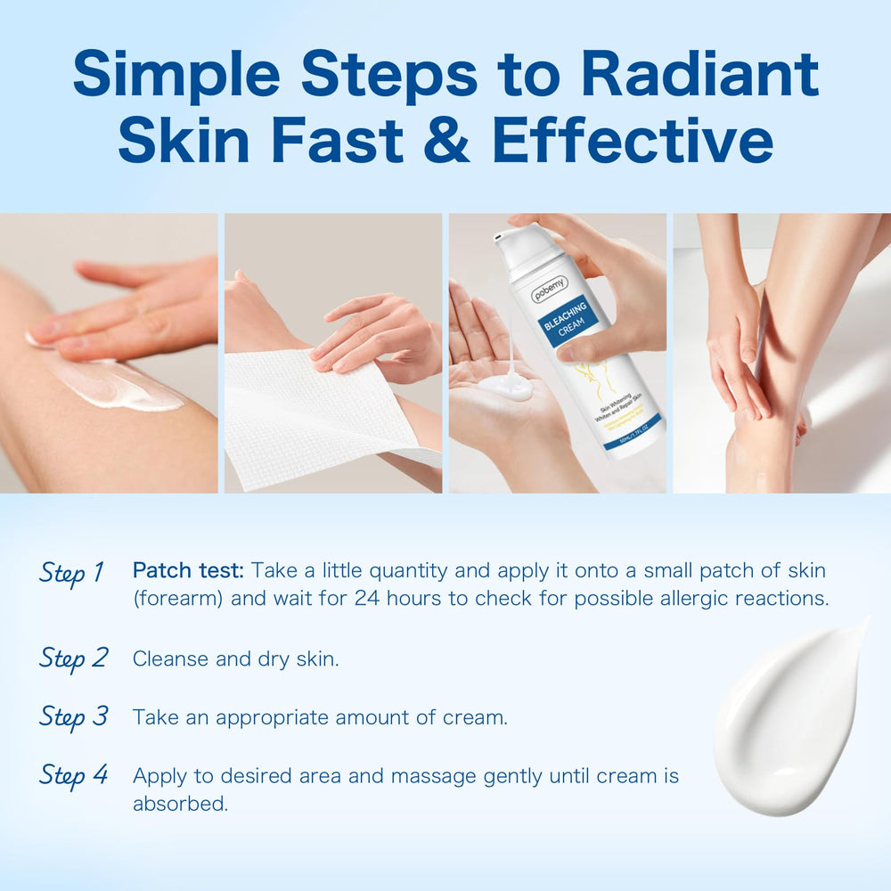 Pobemy Crema Aclaradora, zonas del cuerpo para uso en axilas y rodillas.