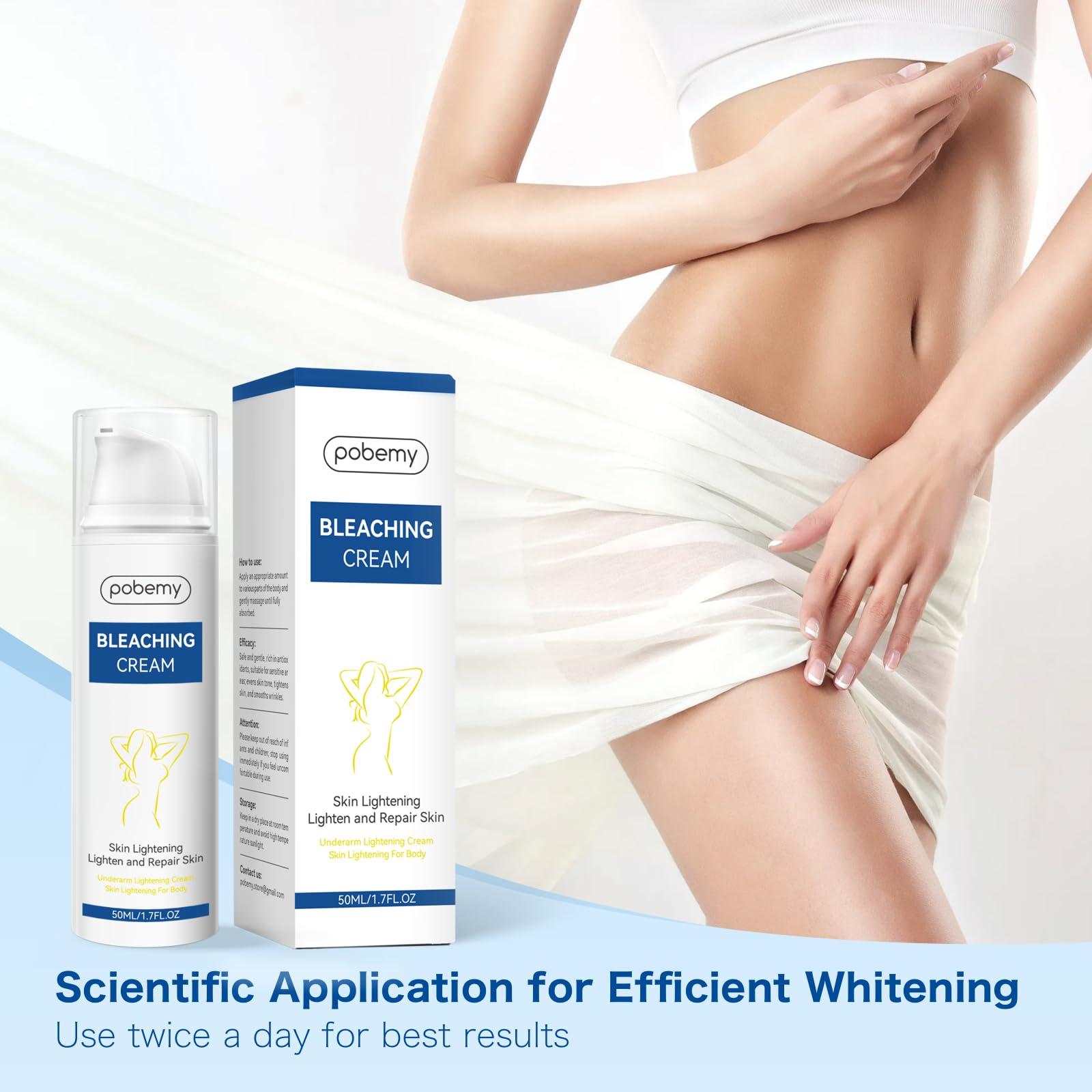 POBEMY crema aclaradora zonas íntimas para piel delicada.