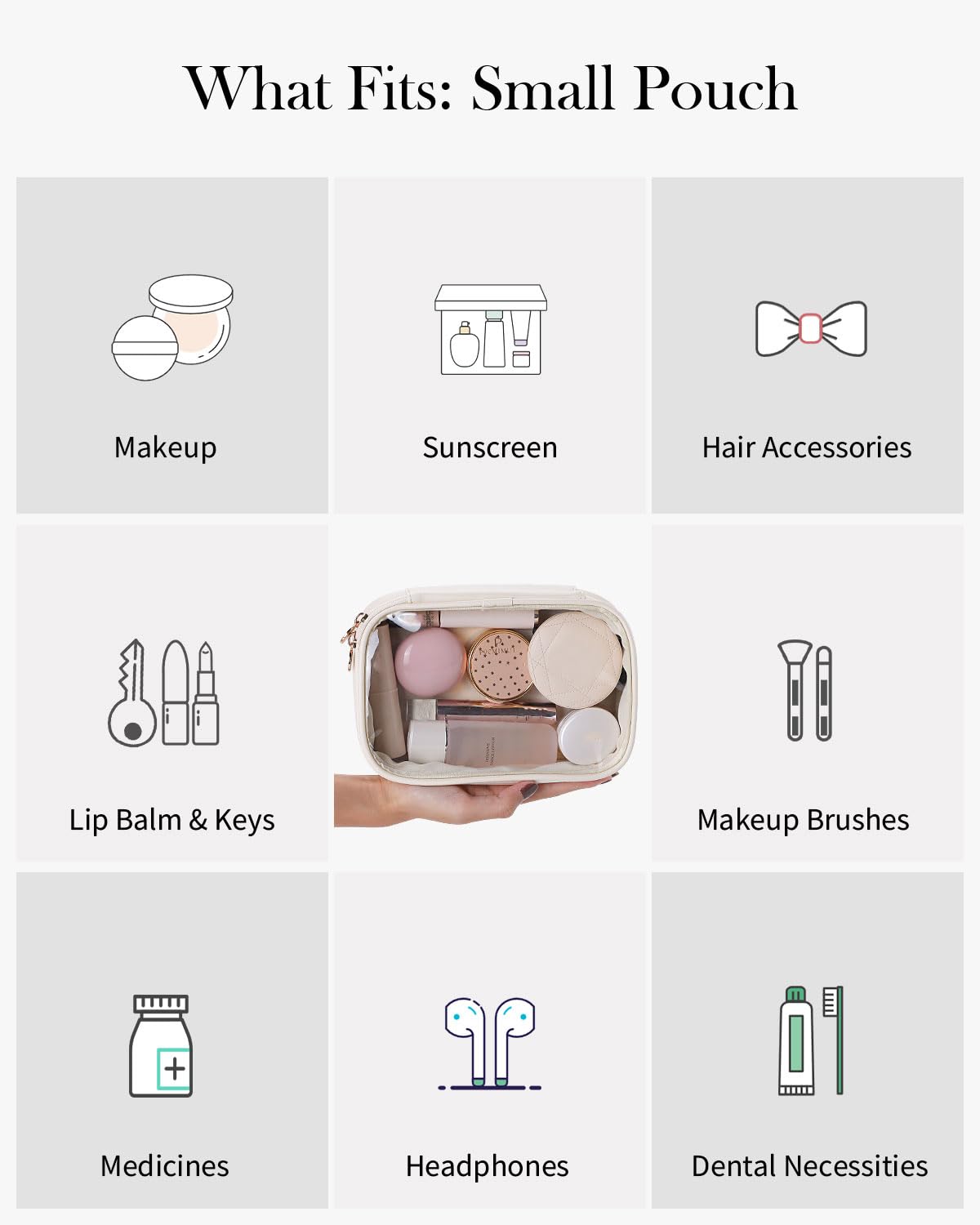 Pocmimut estuche maquillaje transparente para viajes ligero y práctico.