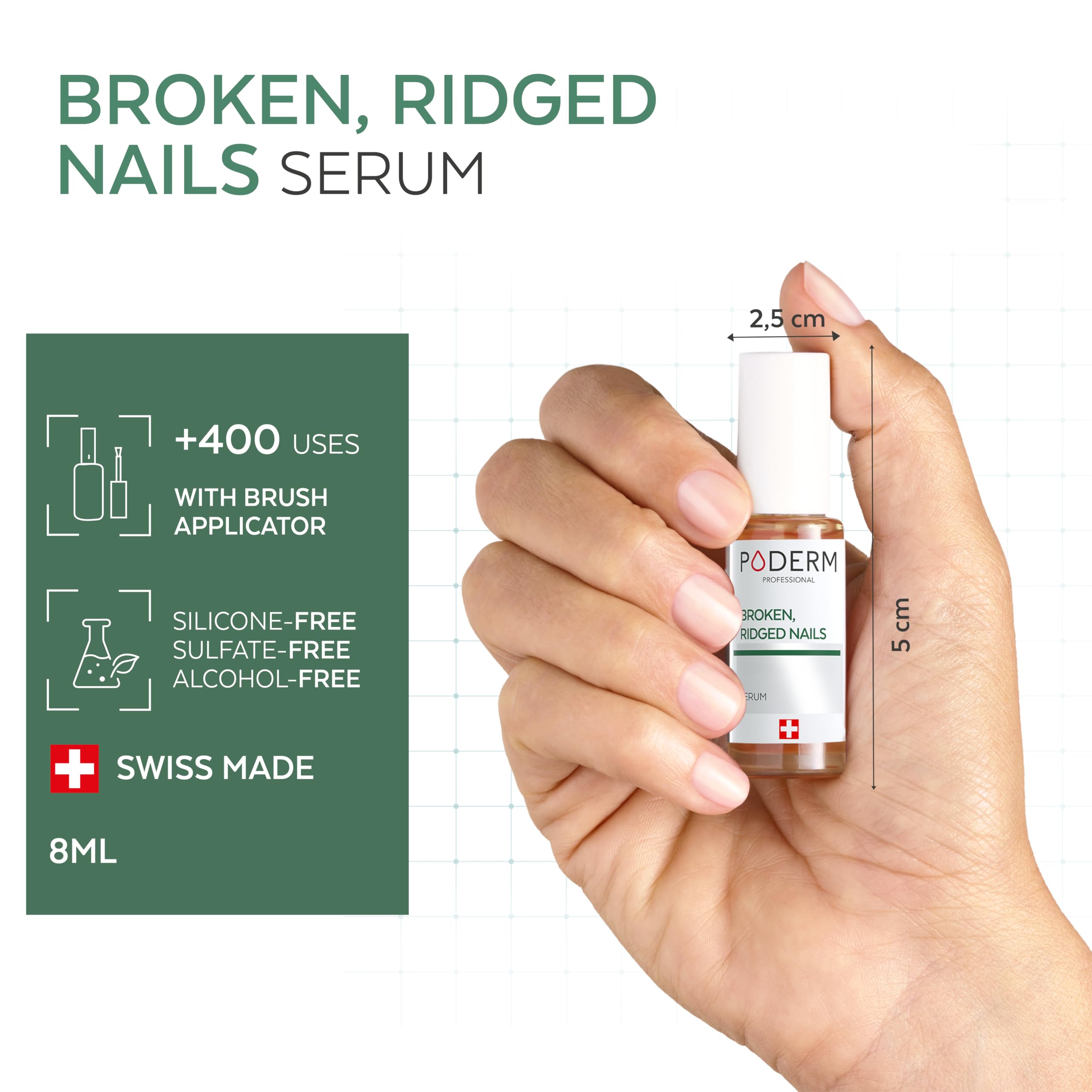 PODERM cuticule hydratée – contour des ongles net et soigné.