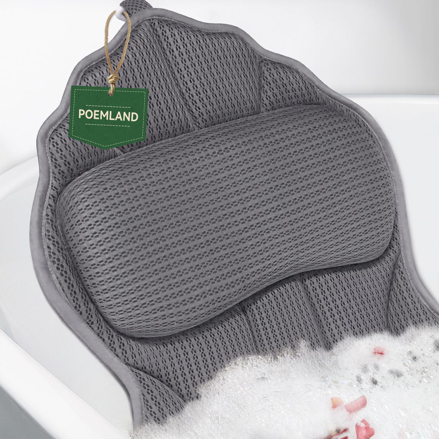 Poemland almohada de baño en malla 4D, confort superior para la cabeza
