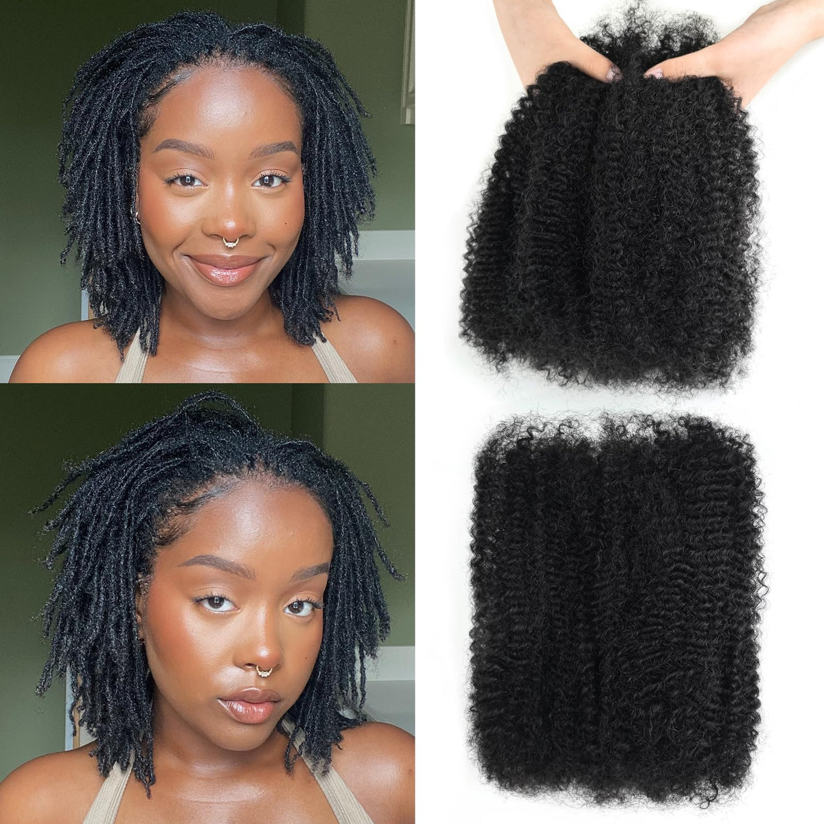 Poetically Afro Kinky bulk: cabello humano natural para un look auténtico y duradero.