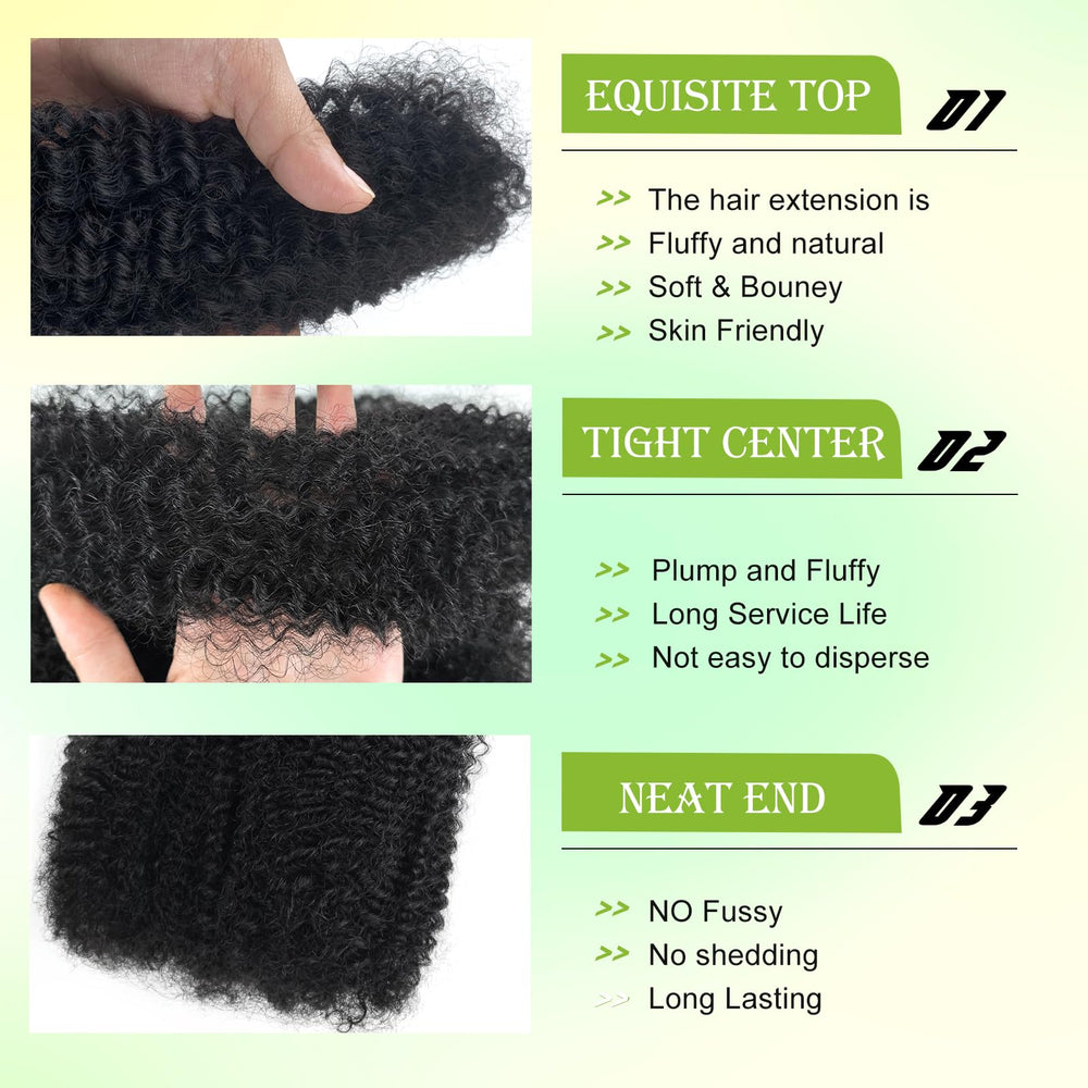 Poetically Afro Kinky cabello humano: versatilidad para trenzas, micro giros y reparaciones.