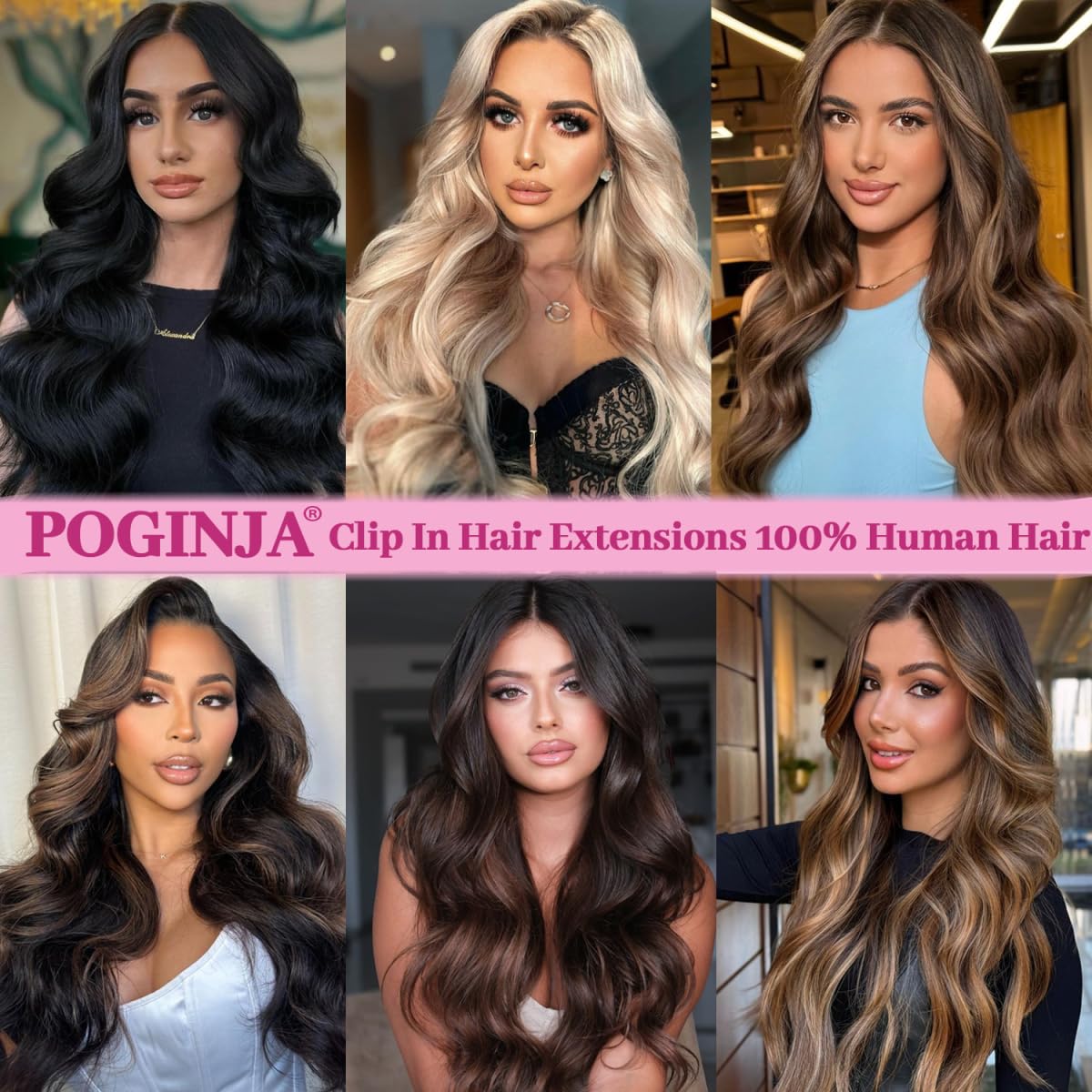 POGINJA full-head look using double-weft extensions for natural fullness