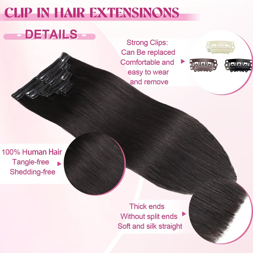 POGINJA invisible clip-ins with soft rubber clips for secure all-day comfort