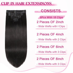 POGINJA Remy human hair clip-ins with silky texture for soft daily wear