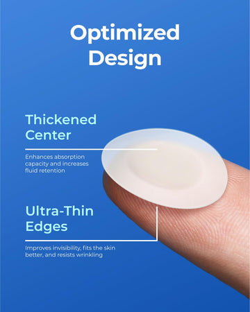 Close-up of ultra-thin POINTMASS patches blending with skin.