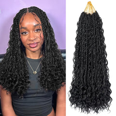 Pojui cabello crochet torsión senegalesa 18 pulgadas negro natural con textura suave