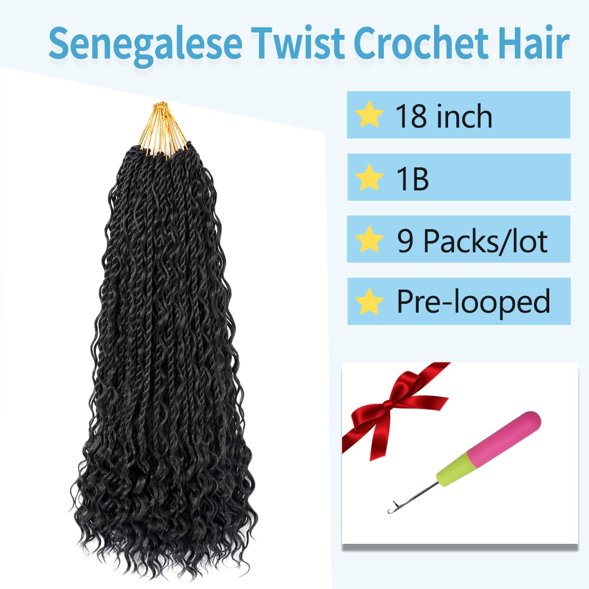 Pojui primer plano de extremos rizados en cabello crochet senegalesa twist